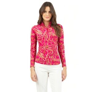 IBKUL Long Sleeve Zip Mock Alexandra Ruby Red Small